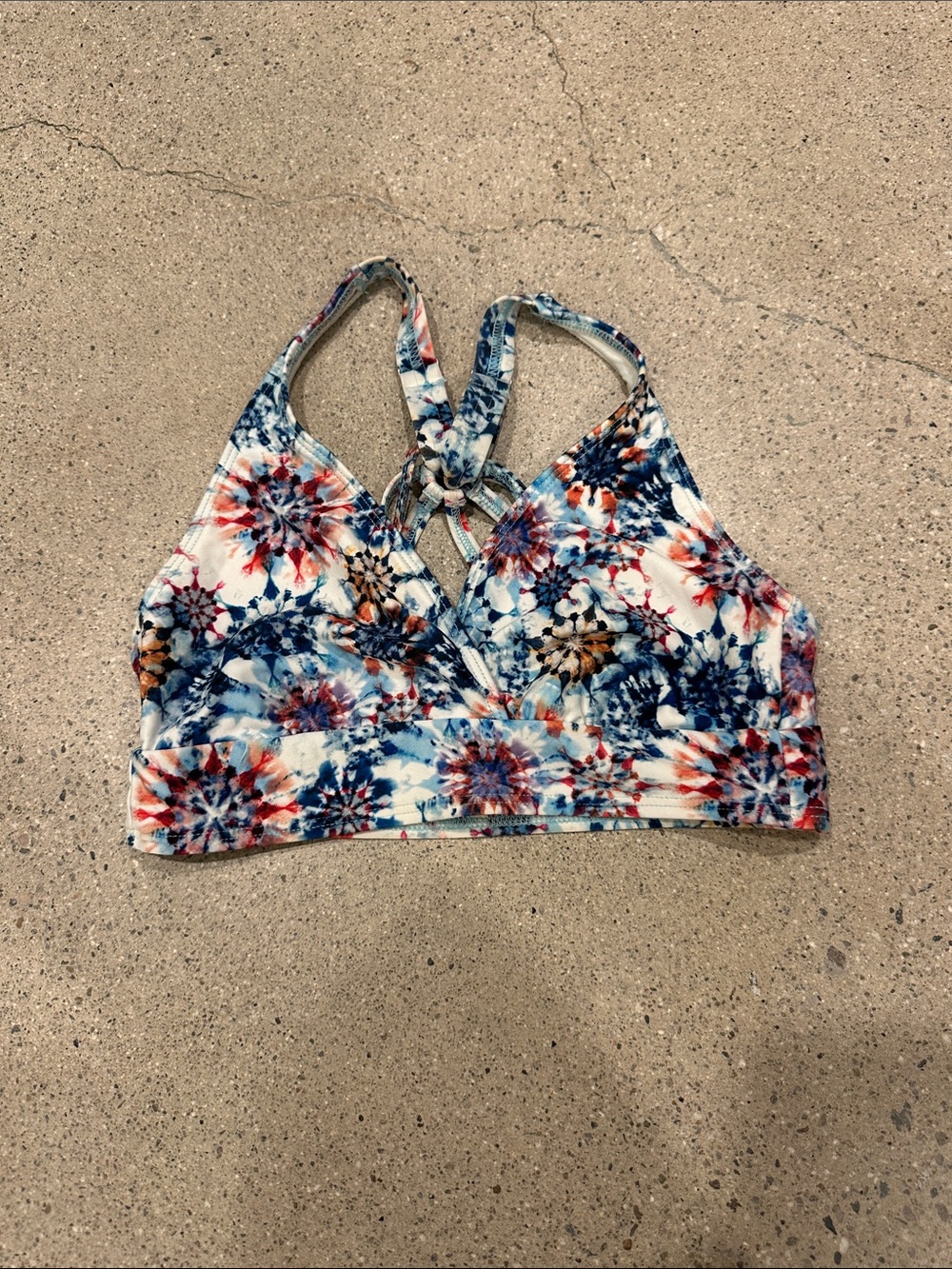 Women’s Floral Tie-Dye High Neck Swim Top - Navy & Coral